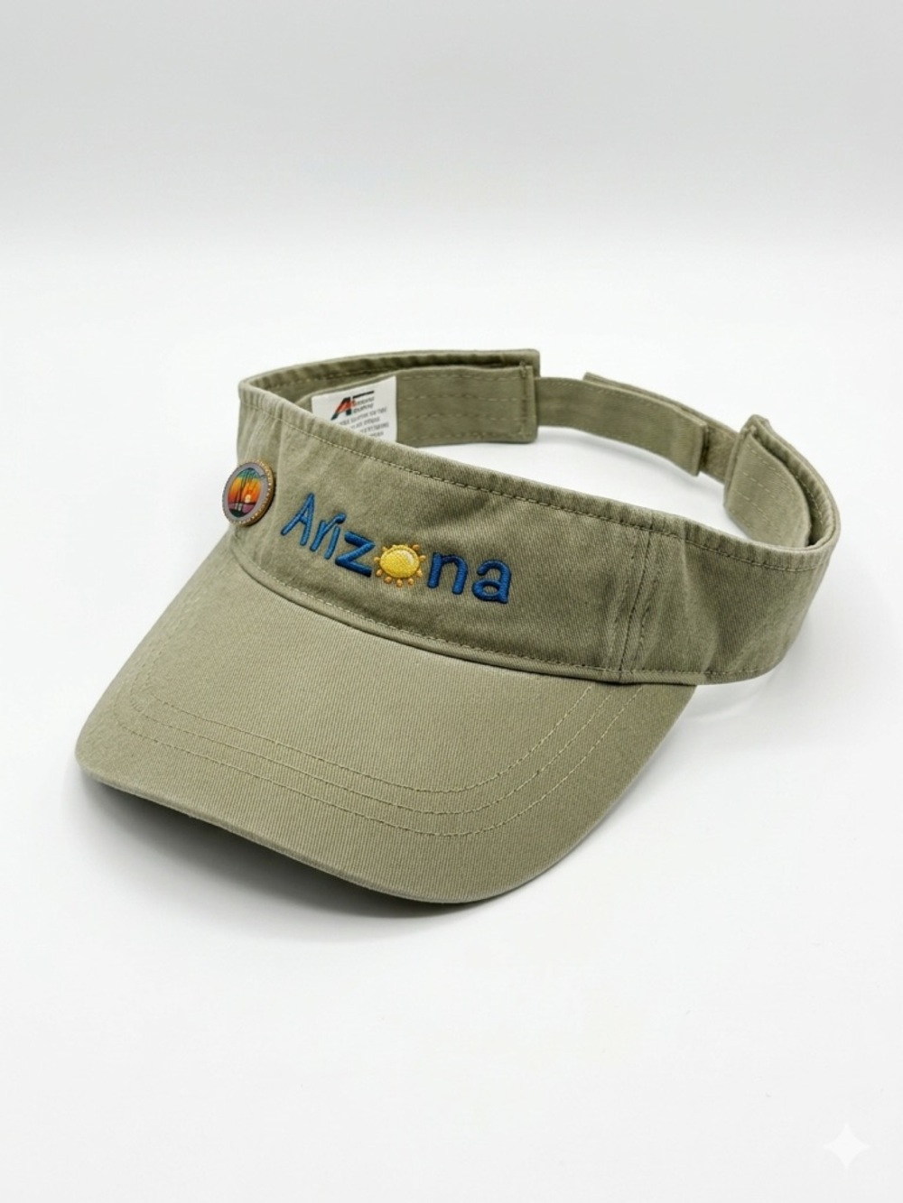 Arizona Embroidered Sun Visor Hat Khaki Adjustable Southwest Travel Cap